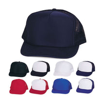second image 1 Dozen Foam Mesh 5 Panel Baseball Caps Hats Youth Boys Girls Kids Wholesale